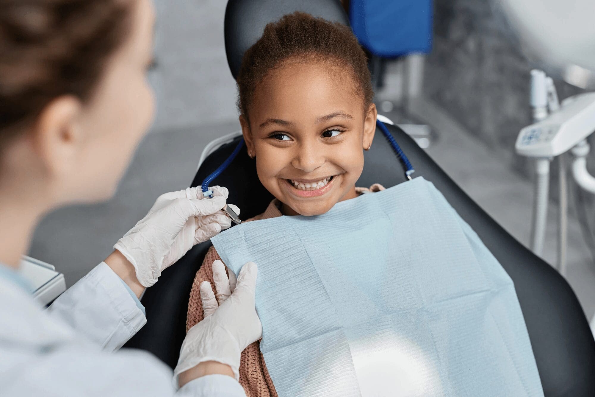 happy girl at the family dentist in Cincinnati